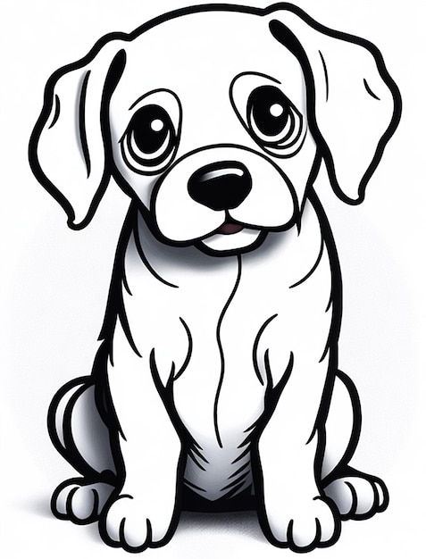 Cute Dog illustration colouring book for kids