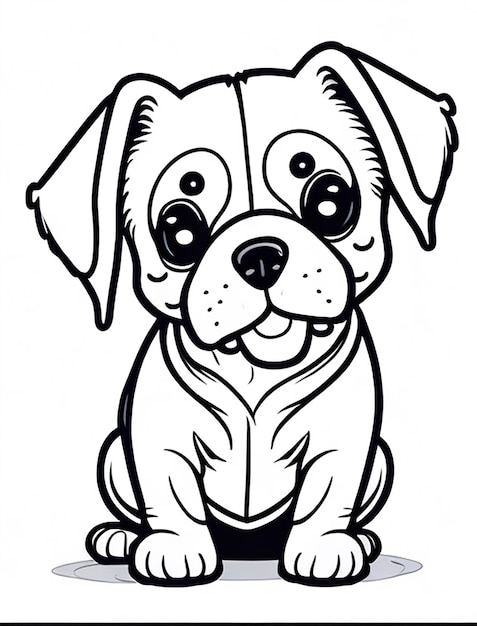 Cute Dog illustration colouring book for kids