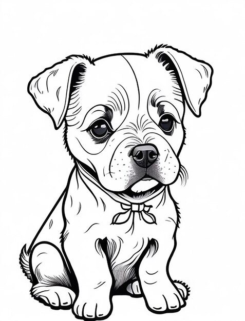 Cute Dog illustration colouring book for kids