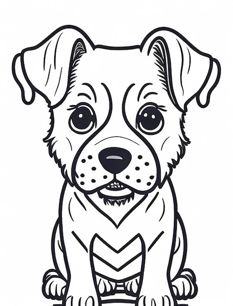 Cute Dog illustration colouring book for kids