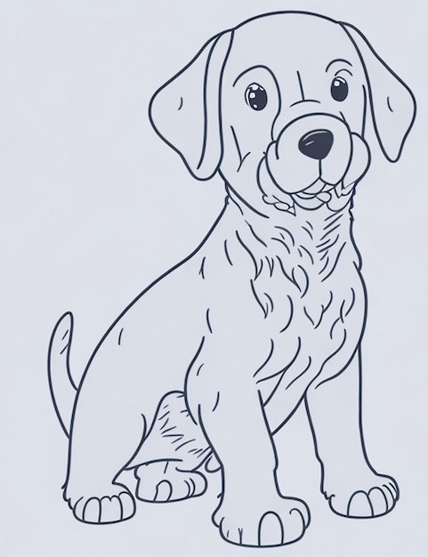 Cute Dog illustration colouring book for kids