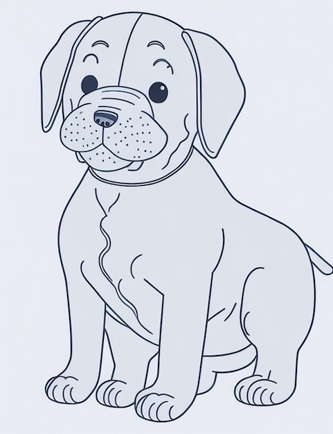 Cute Dog illustration colouring book for kids