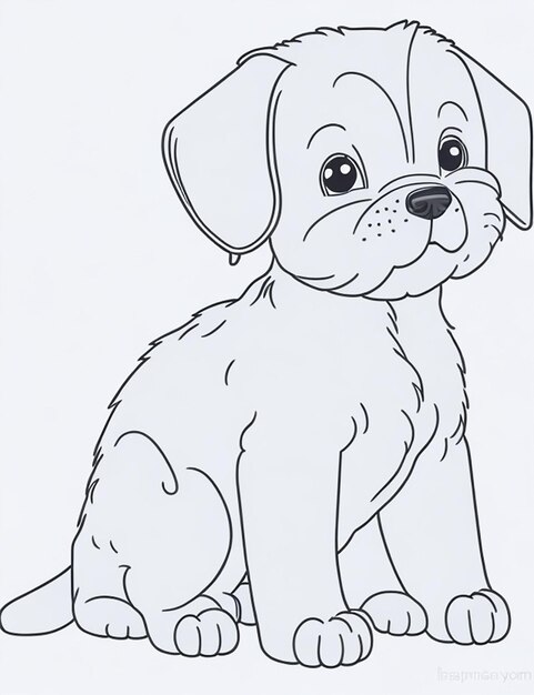 Photo cute dog illustration colouring book for kids