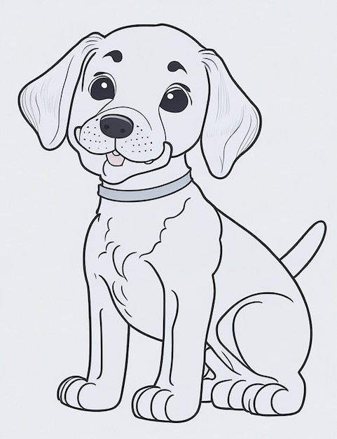 Photo cute dog illustration colouring book for kids