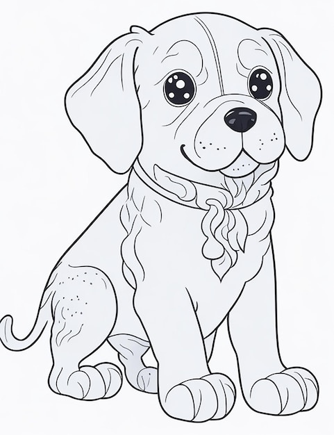 Cute Dog illustration colouring book for kids