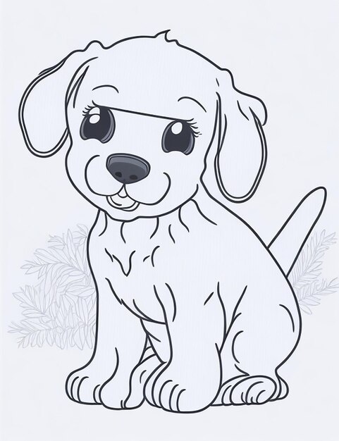 Photo cute dog illustration colouring book for kids