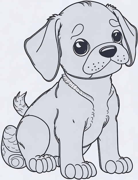 Cute Dog illustration colouring book for kids