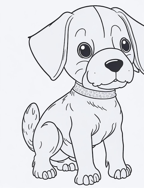 Photo cute dog illustration colouring book for kids