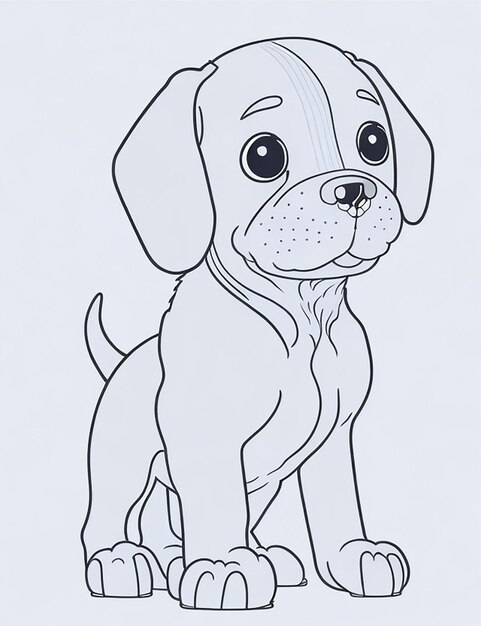 Cute Dog illustration colouring book for kids