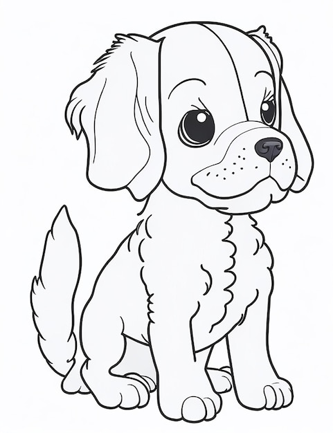 Photo cute dog illustration colouring book for kids