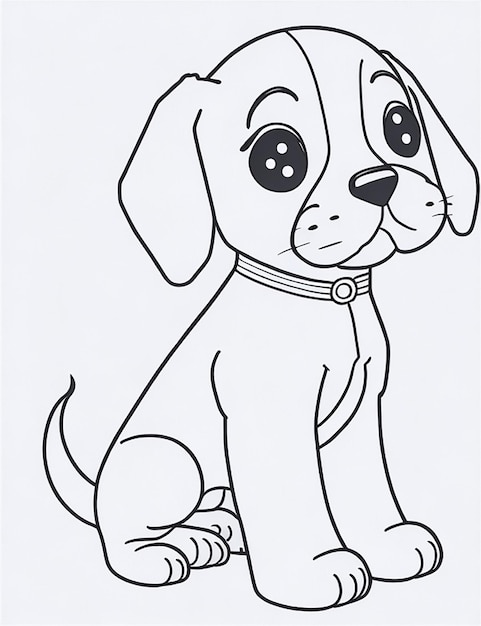 Photo cute dog illustration colouring book for kids