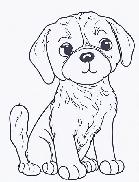 Cute Dog illustration colouring book for kids