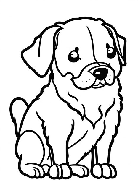 Cute Dog illustration colouring book for kids