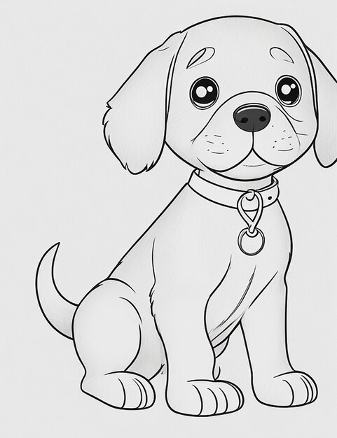 Cute Dog illustration colouring book for kids