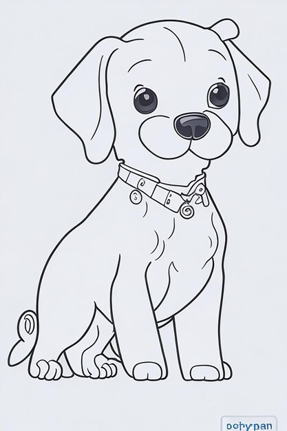 Photo cute dog illustration colouring book for kids