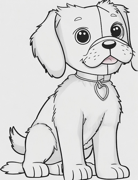 Photo cute dog illustration colouring book for kids