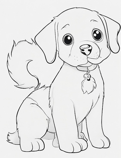 Small puppy illustration collection. Colorful puppy coloring page bundle.  Cute and colorful puppy set, sitting on a white background. Cute dog  coloring page bundle for kids. Generative AI. 24570290 Stock Photo at