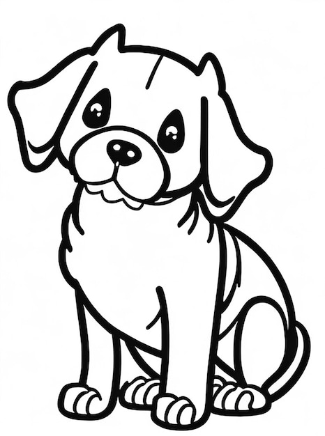 Cute Dog illustration colouring book for kids