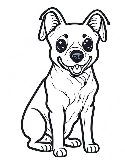 Cute Dog illustration colouring book for kids