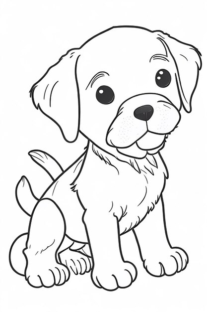 Cute dog illustration colouring book for kids