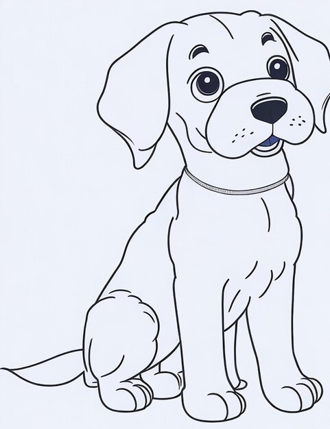 Photo cute dog illustration colouring book for kids