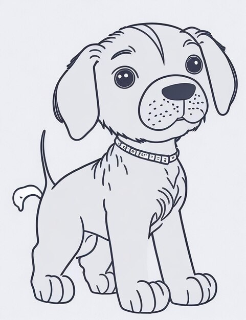 Cute Dog illustration colouring book for kids