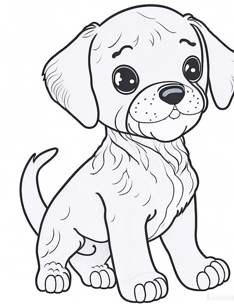 Cute Dog illustration colouring book for kids