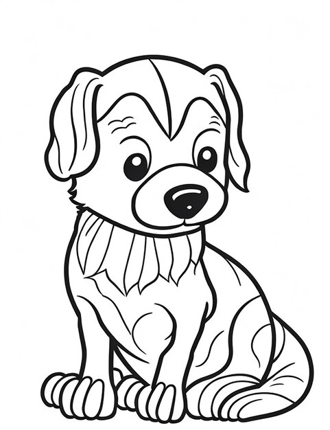 Cute Dog illustration colouring book for kids