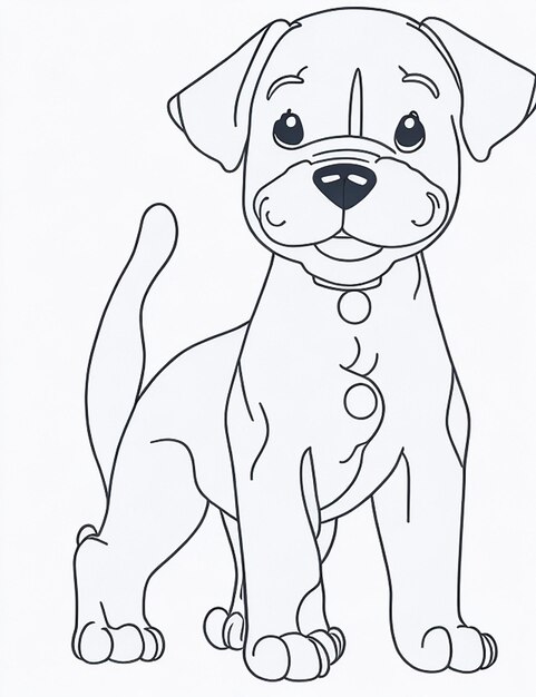 Cute Dog illustration colouring book for kids