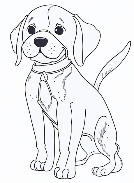 Cute Dog illustration colouring book for kids