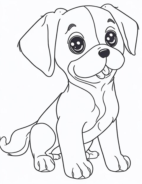 Cute Dog illustration colouring book for kids