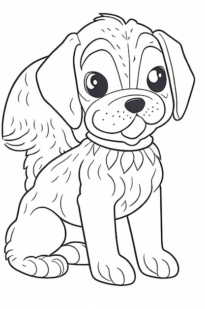 Cute Dog illustration colouring book for kids