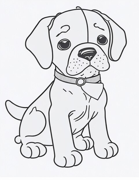 Cute Dog illustration colouring book for kids