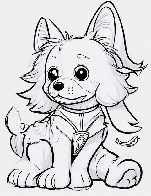 Cute Dog illustration colouring book for kids