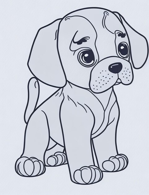 Photo cute dog illustration colouring book for kids