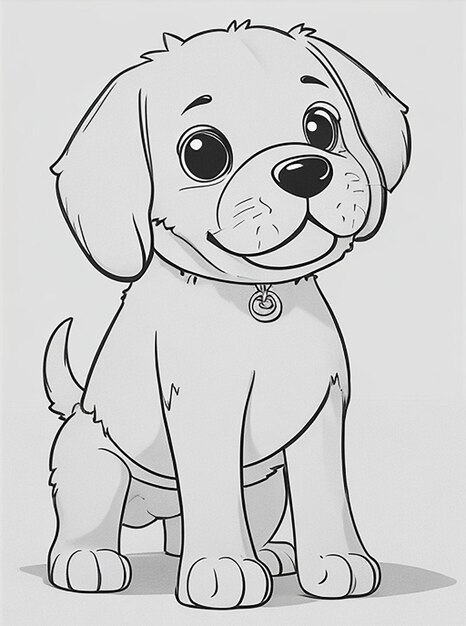 Cute Dog illustration colouring book for kids