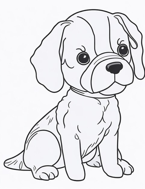 Cute Dog illustration colouring book for kids