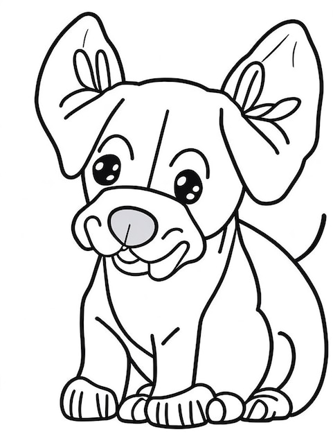 Cute Dog illustration colouring book for kids