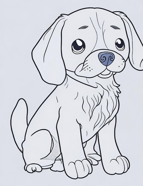 Photo cute dog illustration colouring book for kids