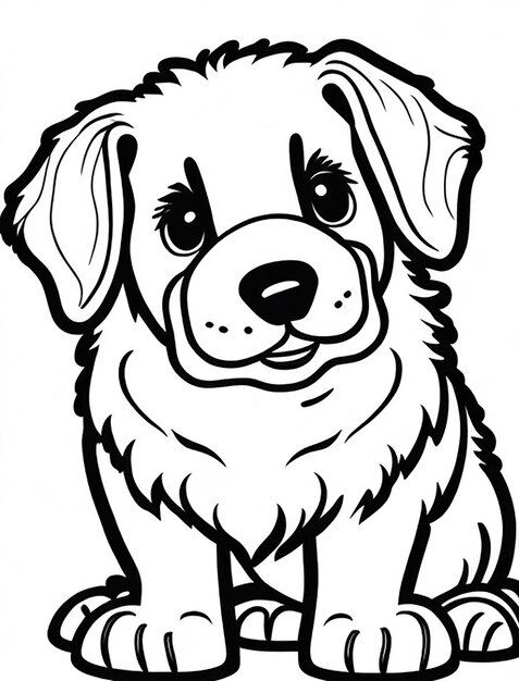 Cute Dog illustration colouring book for kids