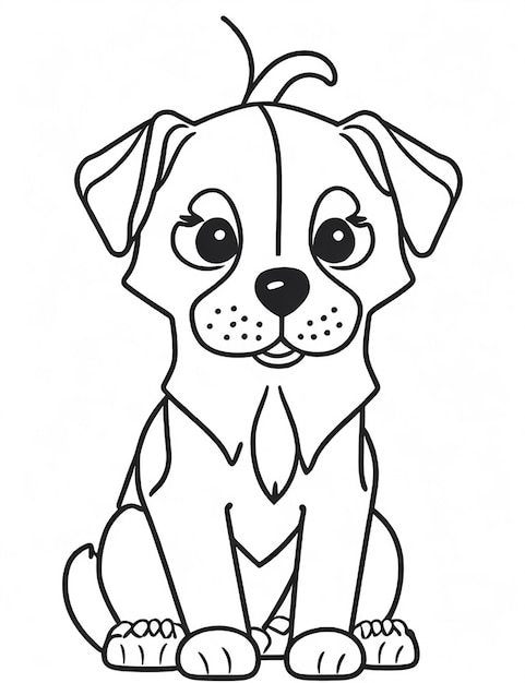 Cute Dog illustration colouring book for kids