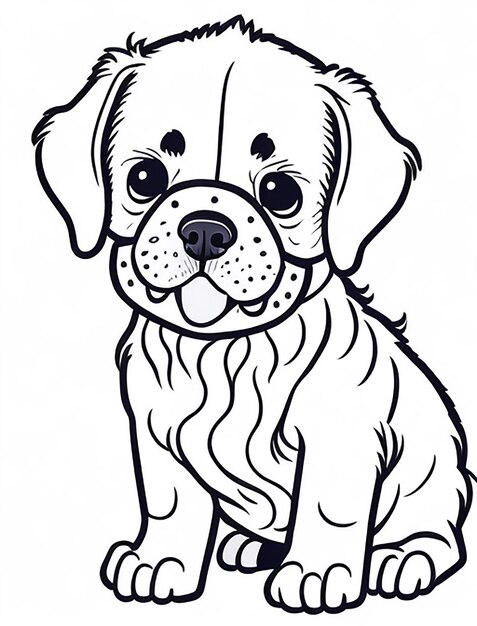 Cute Dog illustration colouring book for kids