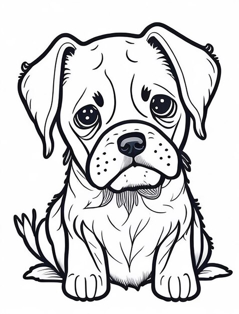 Cute Dog illustration colouring book for kids