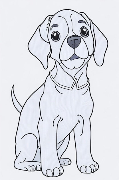 Cute Dog illustration colouring book for kids