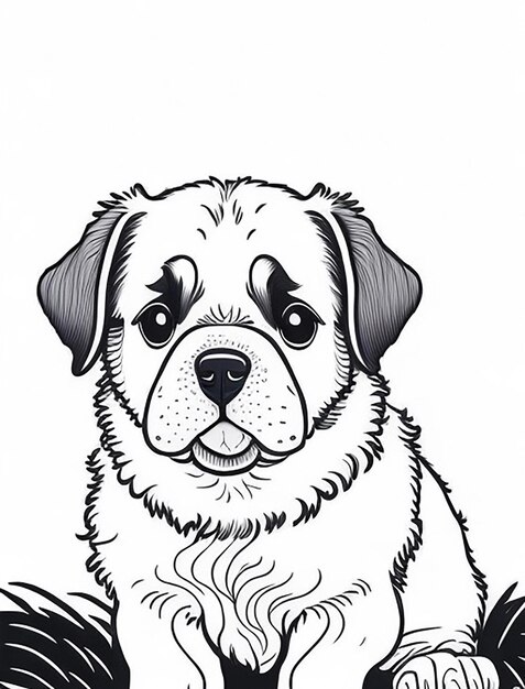 Cute Dog illustration colouring book for kids