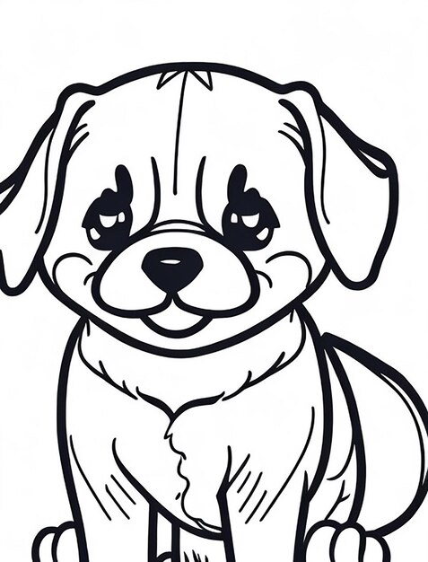 Photo cute dog illustration colouring book for kids