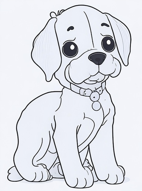 Cute Dog illustration colouring book for kids