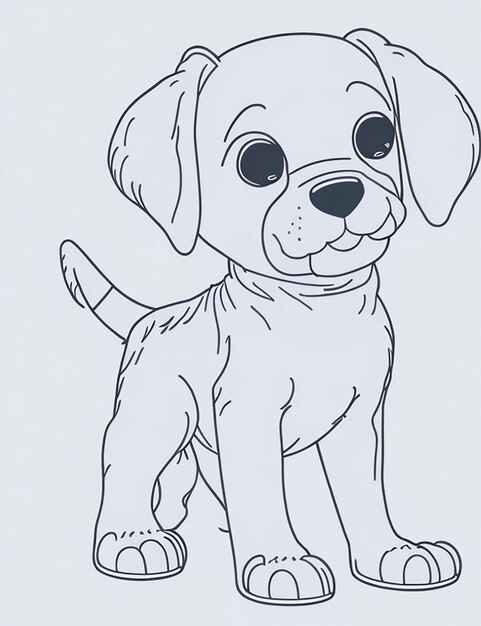 Photo cute dog illustration colouring book for kids