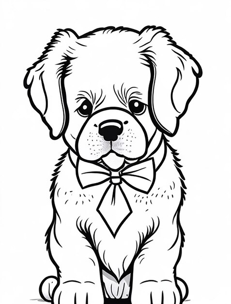 Photo cute dog illustration colouring book for kids