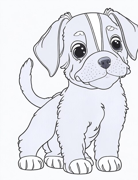 Cute dog illustration colouring book for kids